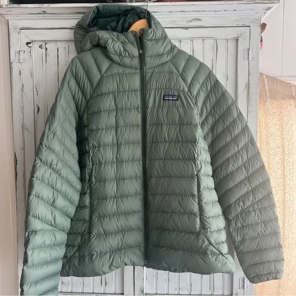 EUC Patagonia Down Sweater Puffer Jacket women’s sage green blue XXL good 4 XL - Picture 1 of 11